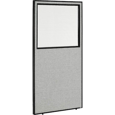 Global Industrial Interion Office Partition Panel with Partial Window, 36-1/4W x 96H, Gray 695788WGY