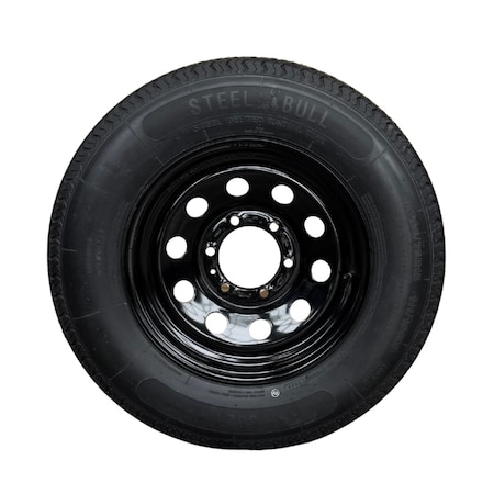 Steelbull - Steel Master SteelBull ST175/80R13 8 Ply TL Highway Rib Tire on a 5 on 4.5 Bolt Black Eight Spoke Wheel 599348SBBLK