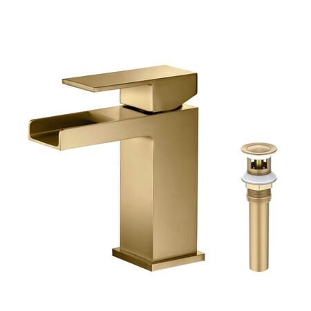 Kibi Waterfall Single Handle Bathroom Vanity Sink Faucet, Pop Up Drain C-KBF1004BB