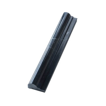 Apollo Tile Black 2x12 Eastern Black Marble Polished Chair Rail Tile Trim 1.67 sqft/case, 10PK APLMTX882PA