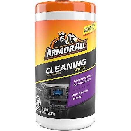 Armor All Cleaning Wipe, Cloth, White, 8 in. L AWMPC-50CT-1USLT