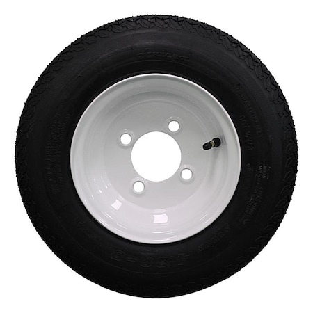 Antego Single Trailer Tire on Rim 480-8 4.80-8 Load C 4 Lug White Wheel A83750201157064808