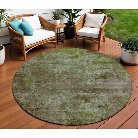 Homeroots 8' Brown Round Abstract Washable Indoor Outdoor Area Rug 608779