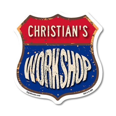 Signmission Christian's Workshop, 6 Inch X 6 Inch, Plastic Sign SHI-P-6-489-CHRISTIAN