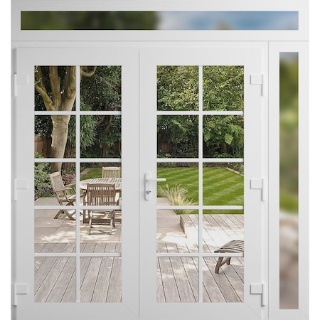 Vdomdoors Front Exterior Prehung Metal-Plastic Double Doors Clear Glass / MANUX 8100 White Silk / Office Comm MANUX8100DEXD-WS-W72+14xH80+14-LH-I