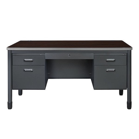 Regency Double Pedestal Desk, Steel Frame, 60 in W 66266DPCDNW