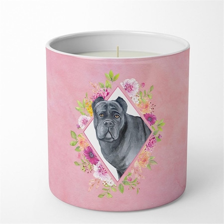 Carolines Treasures 10 oz Cane Corso Pink Flowers Decorative Soy Candle CK4125CDL