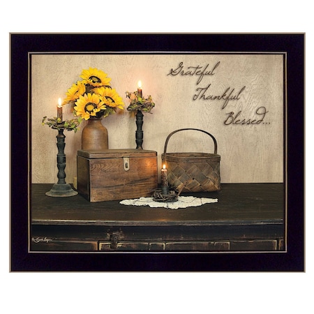 Homeroots Grateful Thankful Blessed 1 Black Framed Print Wall Art 415281