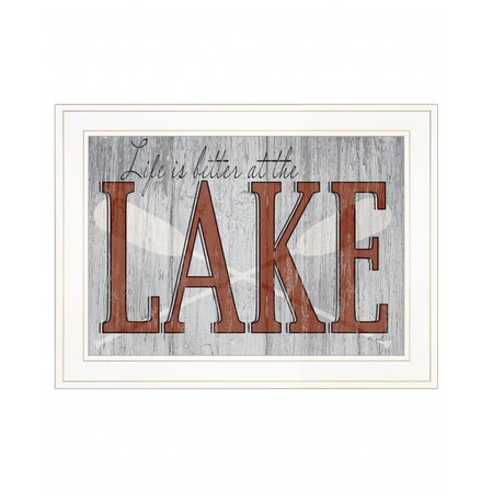 Homeroots Life is Better at the Lake 1 White Framed Print Wall Art 407729