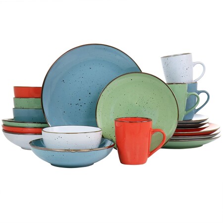 Elama Evelyn 20 Piece Mix and Match Round Stoneware Dinnerware Set in Assorted Colors ELM-EVELYN