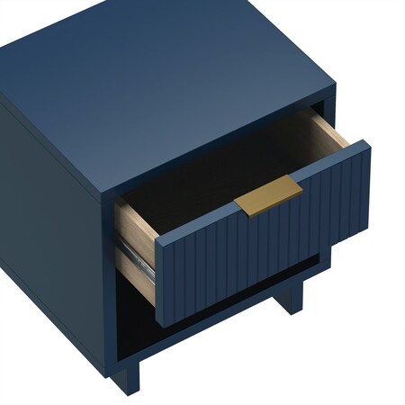 Manhattan Comfort Elara 18 in Solid Wood Nightstand in Midnight Blue (1-Drawer) NS1794-4