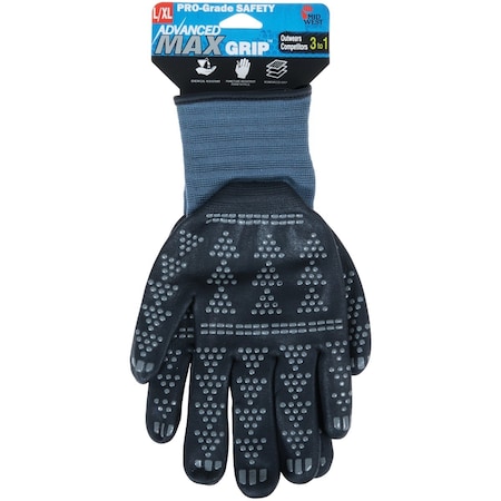 Midwest Gloves & Gear Advanced MAX Grip Unisex Large/XL Nitrile Coated Gloves 95GY-LX-DB-6