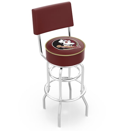 Holland Bar Stool Co 30" Chrome 2-Ring Florida State (Head) Swivel Bar Stool, Back L7C430FSU-HD