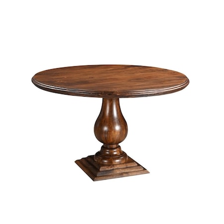 Homeroots 48" Brown Solid Wood Pedestal Base Round Top Dining Table 565246