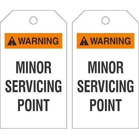 Accuform Tag 5.75x3.25 Warning Minor Servicing Pt LTQ857526KR39