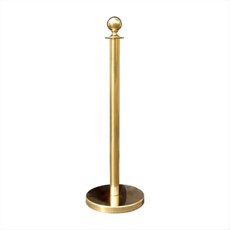 Vic Crowd Control VIP Crowd Control  12 in. Flat Base Crown Gold Stainless Steel Post with Crown Post Ring 1604