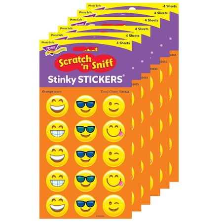 Trend Emotion Icon Cheer/Orange Stinky Stickers, 60-Piece Set, 6PK T83433