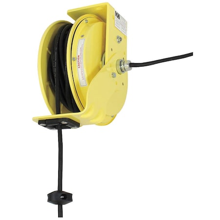 Kh Industries Retractable Cord Reel, 16 Amp, 25ft 12/4 Black Soow, Blunt Cut RTBB4L-WW-B12F