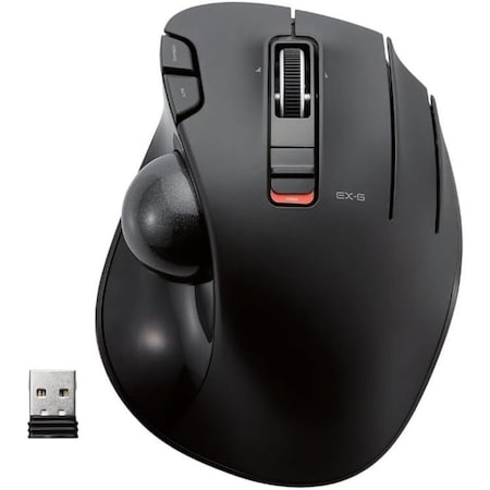 Elecom EX-G Wireless Ergo Trackball, Ruby Ball bearing, 5 Programmable Buttons, Windows, Mac M-XT3DRBK