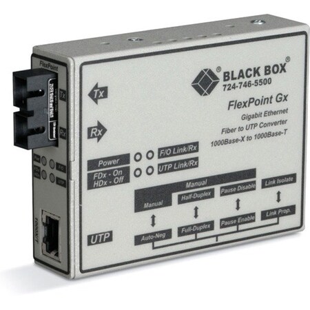 Black Box Black Box Media Converter, Ethernet to Fiber, 10/100/1000 Mbps LMC1009A-R3