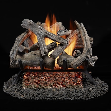 Bluegrass Living Vented Natural Gas or Propane Fireplace Log Set With Remote Control Kit, 18" Driftwood, 45,000 BTU BVL18-1-RO