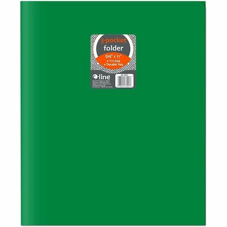 C-Line Products Three-Pocket Poly Folder, Green, 24PK 33943