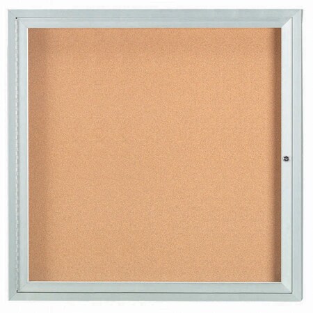 Aarco Enclosed Natural Pebble Grain Cork Bulletin Board w/ Clear Satin Anodized Al Frame, 36''Hx36''W DCC3636R