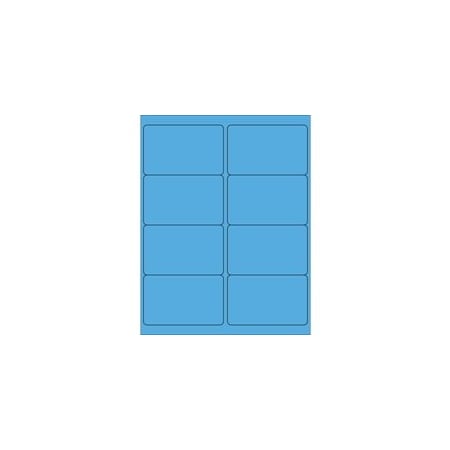 Bubblefast 4 x 2 1/2'' Fluorescent Bright Blue Rectangle Laser Labels-8 Labels per Sheet BFLL179BB