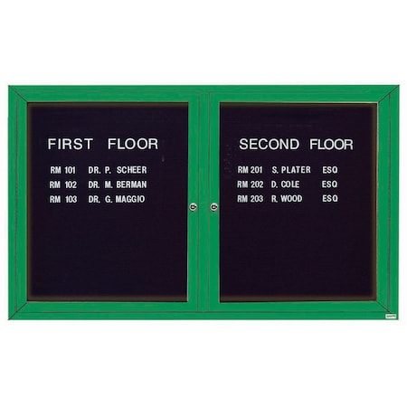 Aarco Illuminated Outdoor Enclosed Directory w/ Al Frame, Powder Coated Green, 36''Hx60''W OADC3660IG