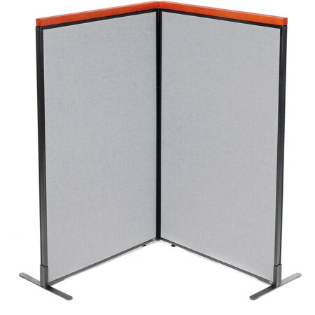 Global Industrial Interion Deluxe Freestanding 2-Panel Corner Room Divider, 36-1/4"W x 61-1/2"H Panels, Gray 695073GY