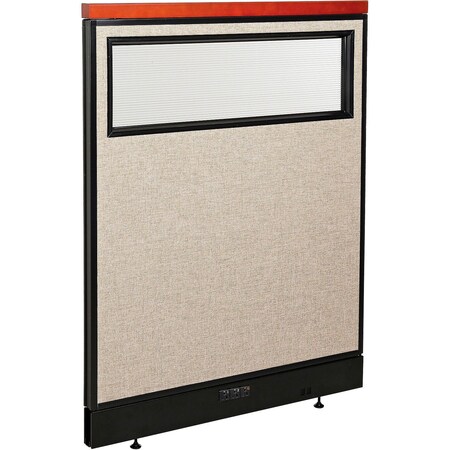Global Industrial Interion Deluxe Electric Office Partition Panel with Partial Window, 36-1/4"W x 47-1/2"H, Tan 694769WETN