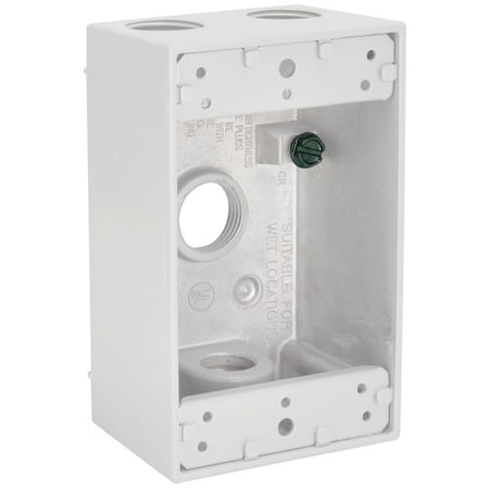 Hubbell Weatherproof Box, 4-Outlet, 1-Gang, Aluminum, White, Powder-Coated 5321-1
