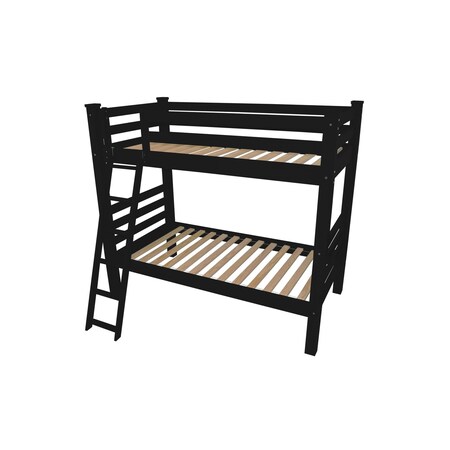 Homeroots Black Twin Over Twin Solid Wood Bunk Bed 548173