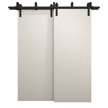 Sartodoors Sliding Closet Barn Bypass Doors 64 x 96 inches, Ego 5005 Painted White Oak, Modern 6.6ft Rails Ha EGO5005BBB-PWO-6496