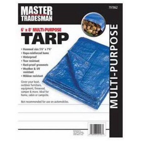 Master Tradesman MT 6 X 8 BLUE 6 x 8 ft. Polyethylene Storage Tarp Cover - Blue 797862