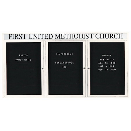 Aarco Outdoor Enclosed Directory w/ Al Frame Header, Powder Coated White, 36''Hx72''W OADC3672-3HW