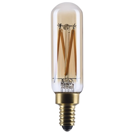 Satco 3.5 Watt T6 LED 2000K CCT Candelabra Base Clear Glass Amber Straight Filament Dimmable 120 Volt S14216