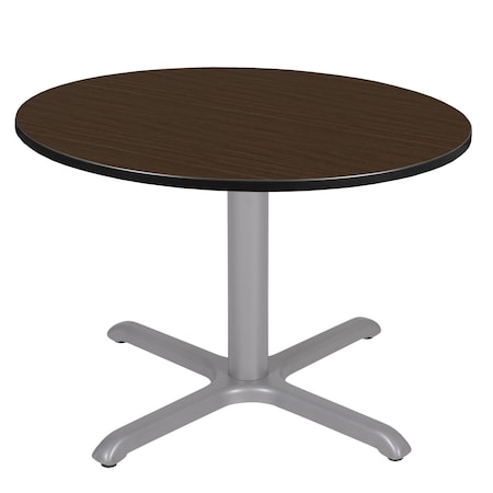 Regency Round Cain Large X-Base Breakroom Table, 48 in W, 48 in L, Neo Walnut TB48RNDNWGY