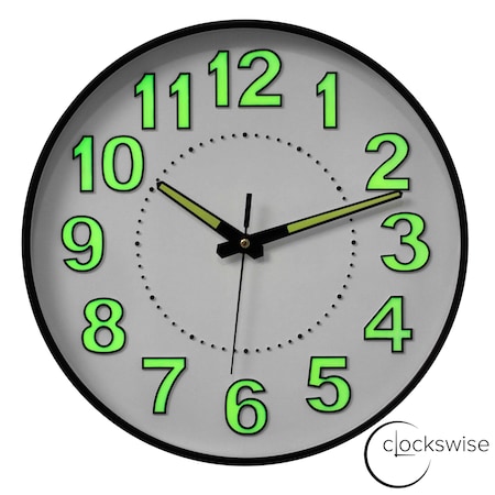 Clockswise 14-in Glow-in-the-Dark Decorative Wall Clock, Non-Ticking Battery Powered - Ideal for Living QI004746.14