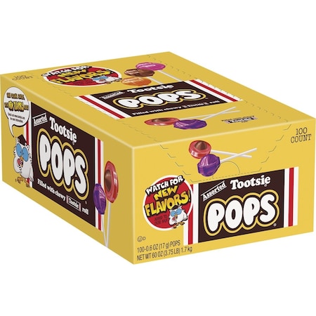 Tootsie Pop Assorted Flavor Lollipop Display, 100-Count 508