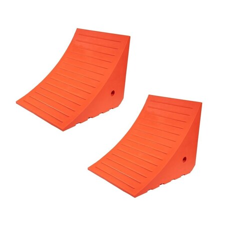 Mytee Products 2Pk 17.5inx14.5inx14.5in Polyurethane Wheel Chock W/ Mounting Hole for 53in Tire, 2PK WC-PU-LGx2