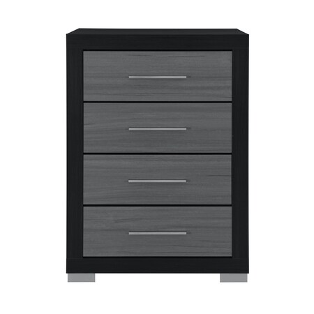 Homeroots 31" Black And Gray Wood Four Drawer Dresser 643686