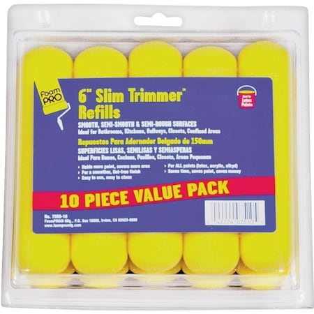 Foampro Trimmer Refill, 3/8 in Thick Nap, 6 in L, Foam Cover, 10/PK, 10PK 75RS-10