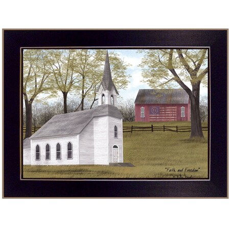 Homeroots Faith and Freedom 1 Black Framed Print Wall Art 415246