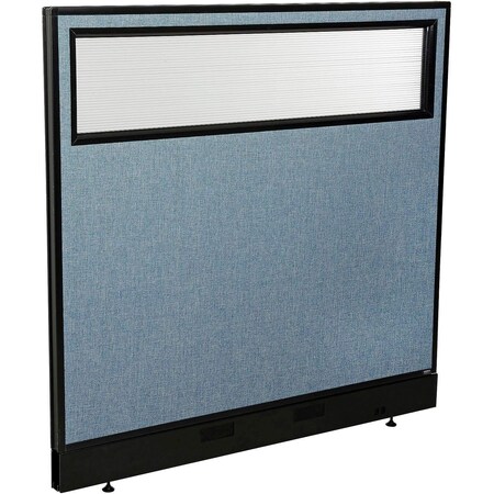 Global Industrial Interion Office Partition Panel with Partial Window and Raceway, 48-1/4"W x 46"H, Blue 694755WNBL