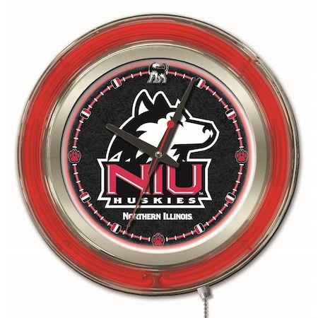 Holland Bar Stool Co University of Northern Illinois Double Neon 15" Clock Clk15NorIll