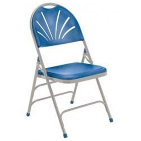 Betterbeds Polyfold Fan Back Triple Brace Double Hinge Folding Chair Blue with Grey Frame, 4PK BE403821