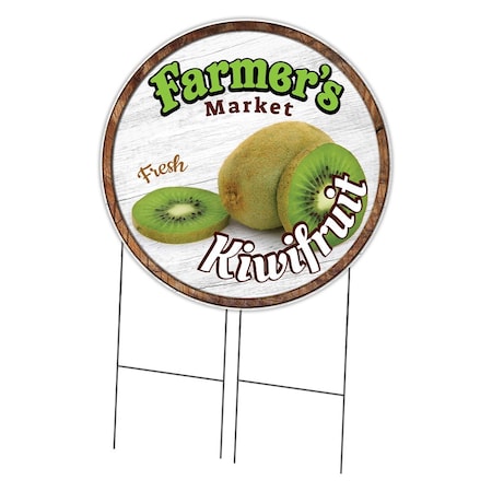 Signmission Corrugated Plastic Sign With Stakes 36in Circular-Farmers Market Kiwifruit, C-36-CIR-WS-Kiwifruit C-36-CIR-WS-Kiwifruit