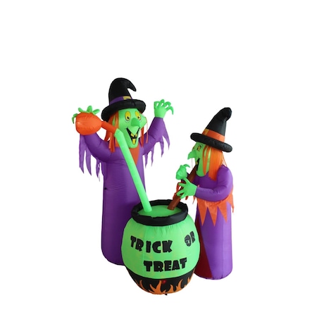 A Holiday Co 6 ft. LED Prelit Witches w/Cauldron Inflatable HL22055-180