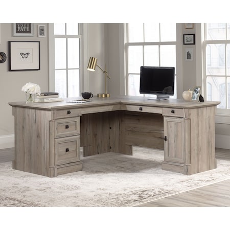 Sauder Traditional Style L-Shaped Desk, 29.606 in H, 68.74 in W X Split Oak 424811